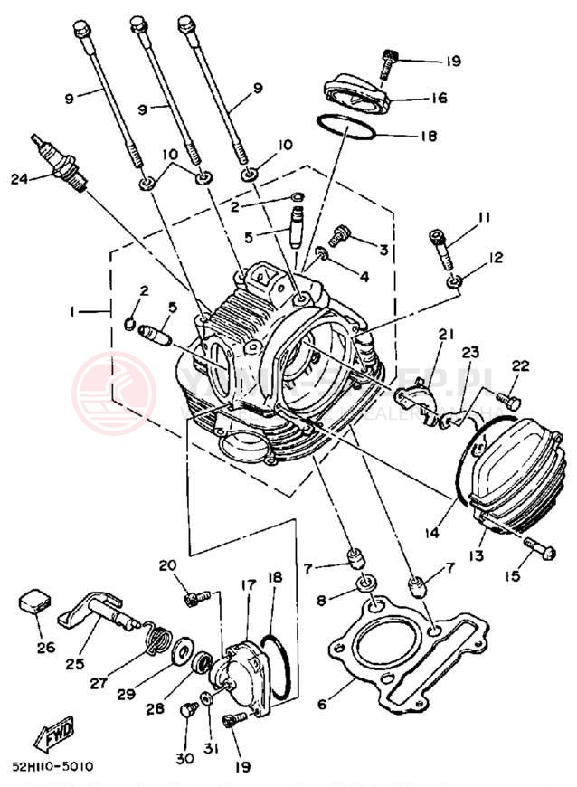 Schemat "głowica" do Yamaha MOTO-4 YFM200N