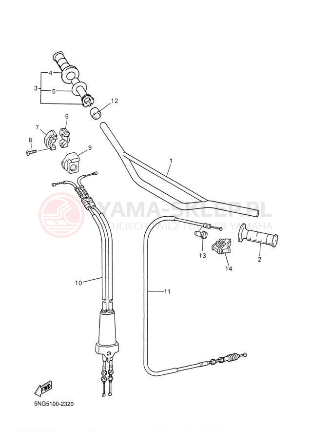Schemat "Kierownica i osprzęt" do Yamaha WR426F WR426FP
