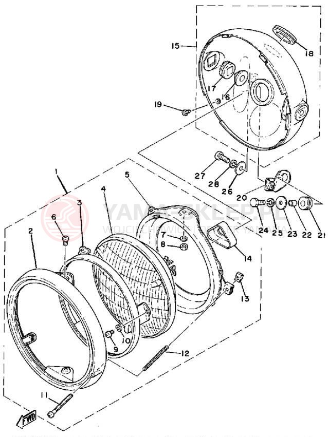 Schemat "Lampa przód" do Yamaha SR500H