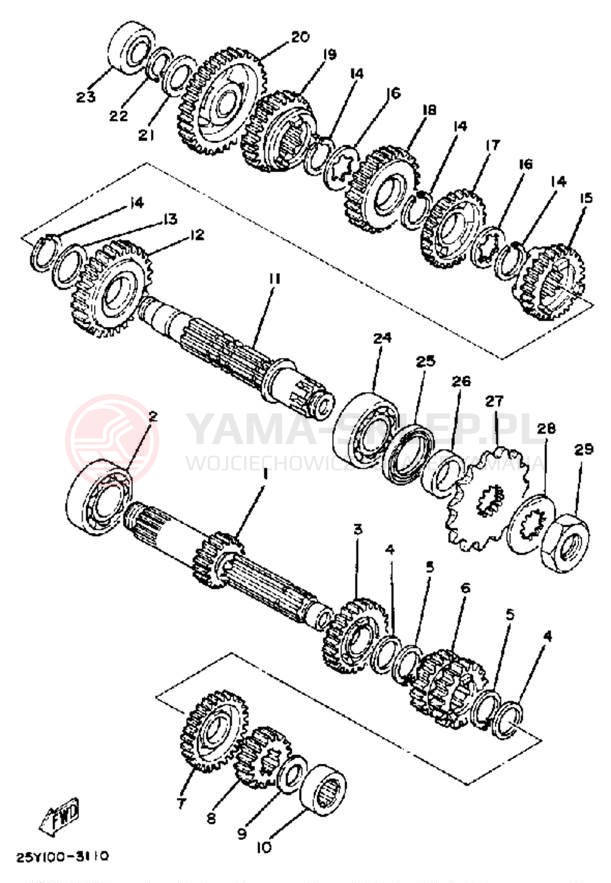 Schemat "Skrzynia biegów " do Yamaha IT250K