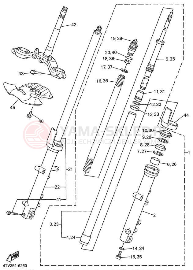 Schemat "Amortyzatory przód" do Yamaha YZF600R YZF600RL/YZF600RLC
