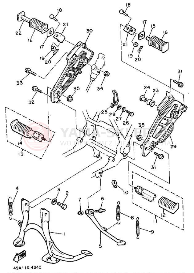 Schemat "Stopka postojowa i podnóżki" do Yamaha FJ600NC/FJ600N