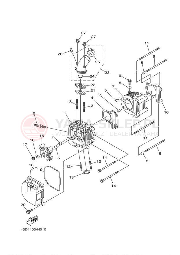 Schemat "cylinder" do Yamaha RAPTOR 90 YFM90RDW/YFM90RDL
