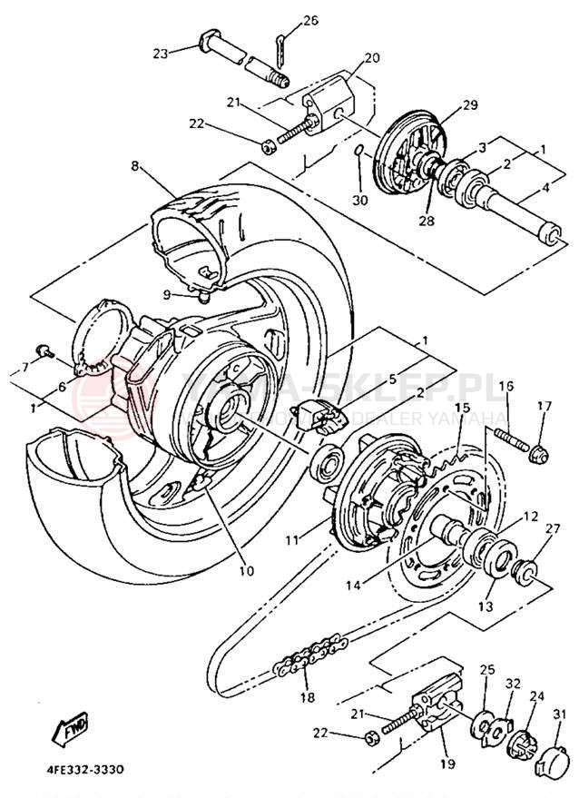 Schemat "Koło tył" do Yamaha GTS1000AE/GTS1000AEC