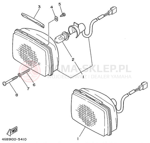 Schemat "Lampa przód" do Yamaha TIMBERWOLF 4WD YFB250FWK