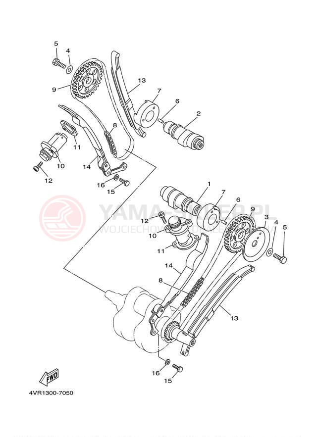 Schemat "Rozrząd - łańcuszek" do Yamaha V-STAR CUSTOM XVS650MC/XVS650M