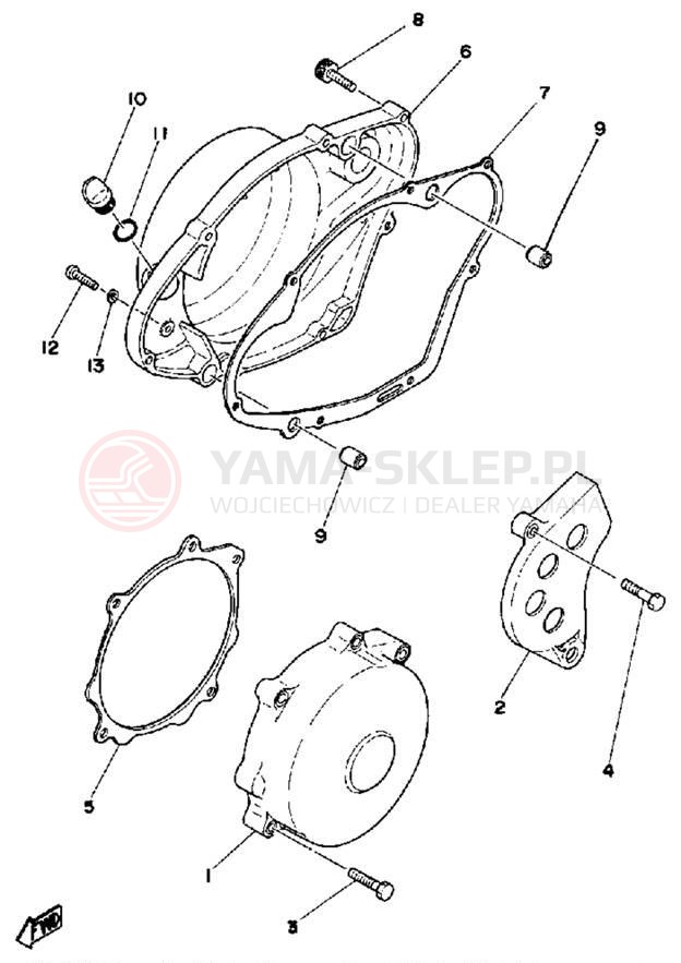 Schemat "Pokrywa silnika" do Yamaha YZ400F