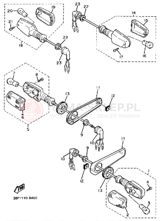 Schemat "kierunkowskazy" do Yamaha FZR400U