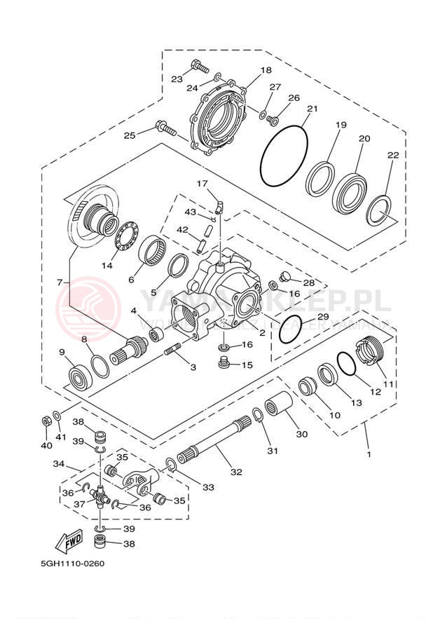 Schemat "Wał napędowy" do Yamaha KODIAK 2WD YFM400AMC/YFM400AM