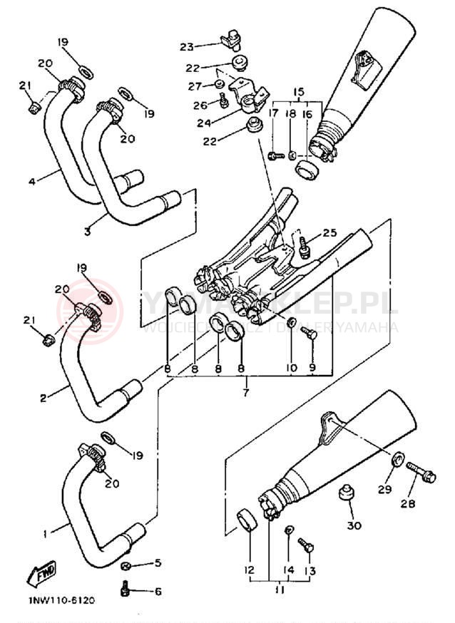 Schemat "Wydech końcowy" do Yamaha MAXIM X XJ700XS/XJ700XSC