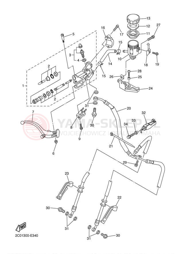 Schemat "Pompa hamulcowa przednia" do Yamaha R6 CA YZFR6WC/YZFR6W