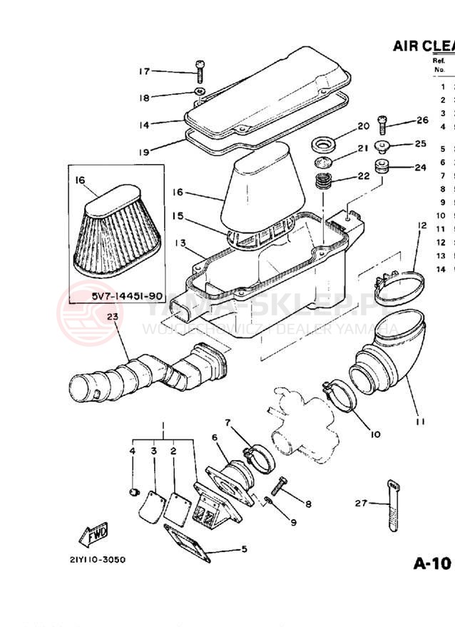 Schemat "Filtr powietrza" do Yamaha YT125N