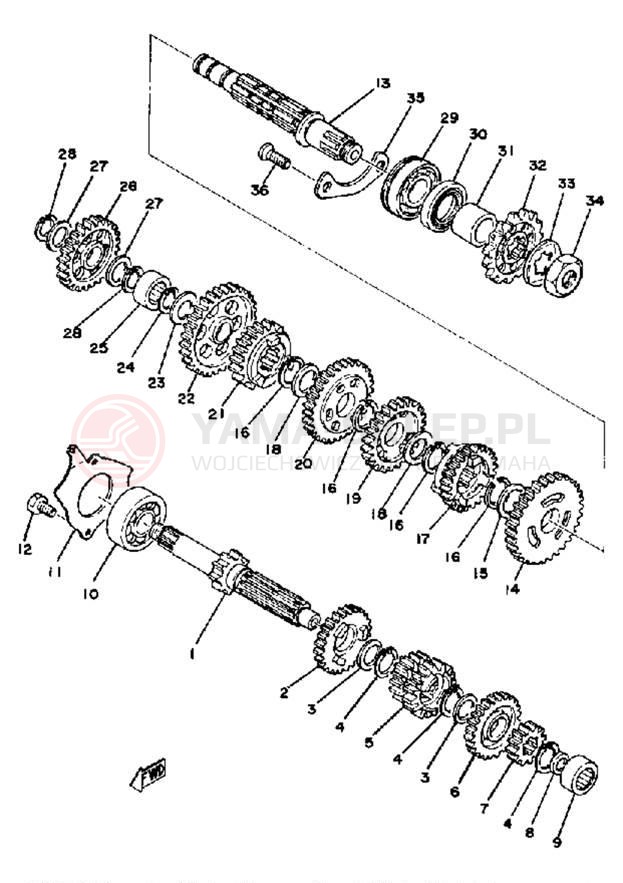 Schemat "Skrzynia biegów " do Yamaha YZ125C