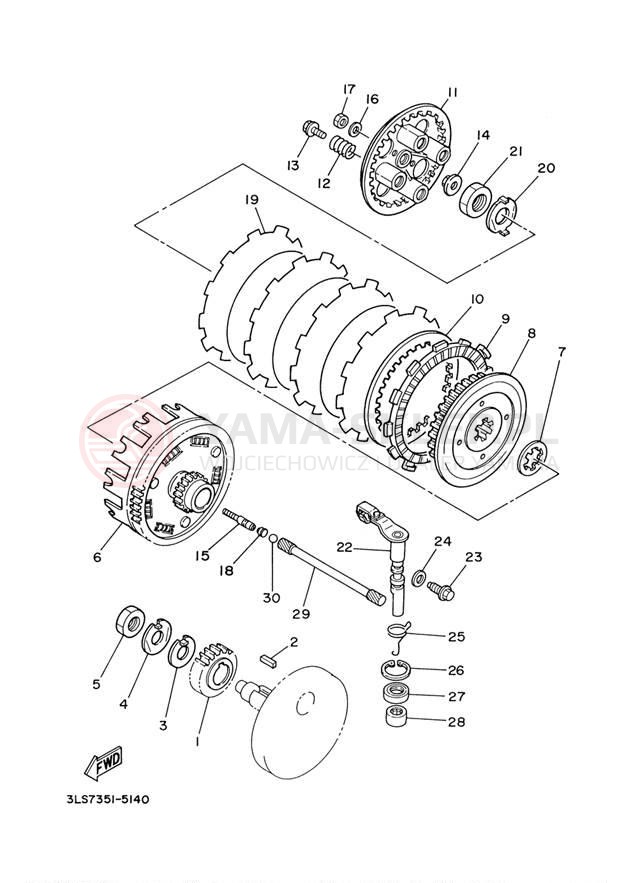 Schemat "sprzęgło" do Yamaha VIRAGO 250 XV250R/XV250RC