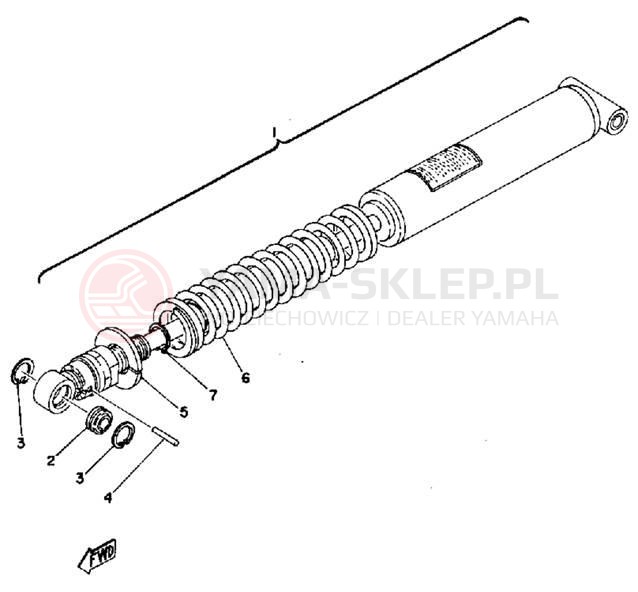 Schemat "Amortyzator tylny" do Yamaha TZ250C/TZ350C