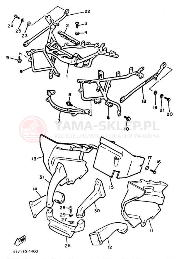Schemat "Owiewki" do Yamaha XVZ12DN