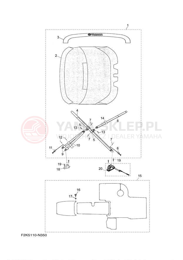 Schemat "Bimini top" do Yamaha AR210 LAT1100AN