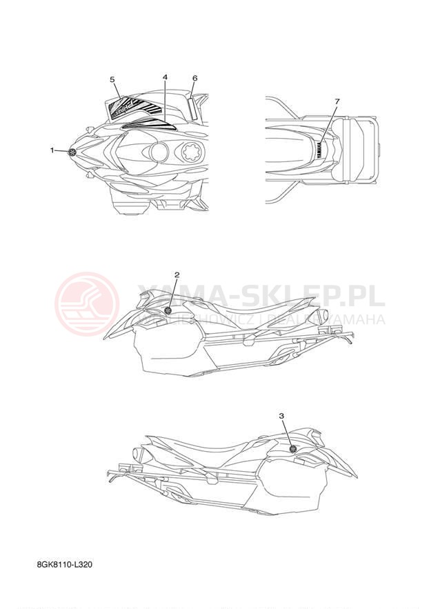 Schemat "naklejki" do Yamaha PHAZER GT PZ50GTBW