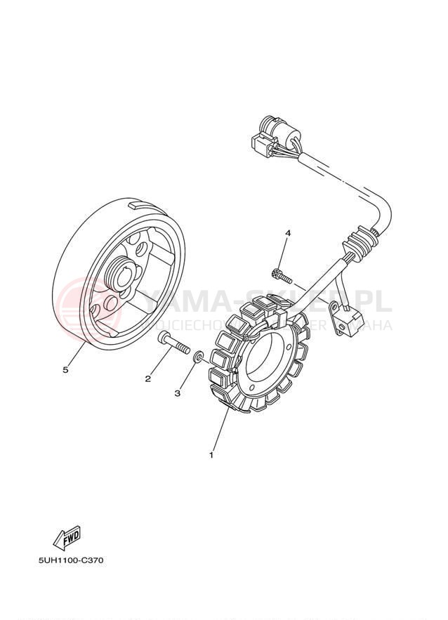 Schemat "prądnica" do Yamaha GRIZZLY 350 4WD YFM35FGW