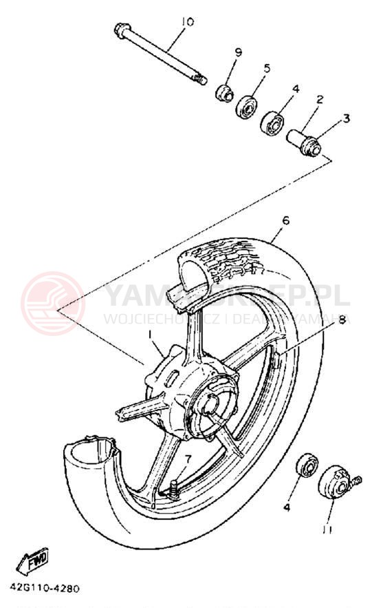 Schemat "Koło przód" do Yamaha VIRAGO 750 XV750W/XV750WC