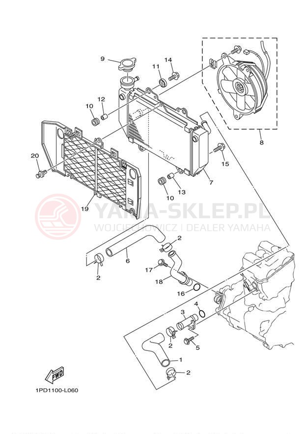 Schemat "Układ chlodzenia" do Yamaha YFZ450 YFZ45DB/YFZ45DW