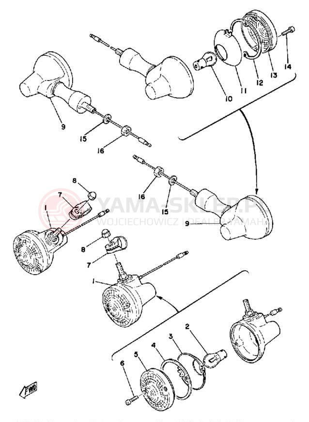 Schemat "kierunkowskazy" do Yamaha DT175F
