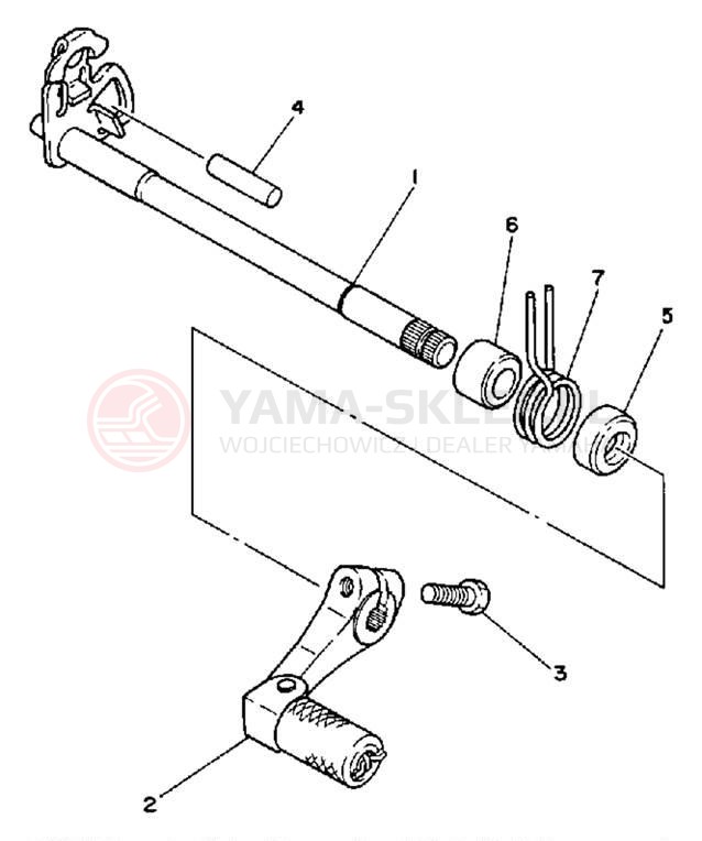 Schemat "Dźwignia zmiany biegów, wałek" do Yamaha WR500ZD
