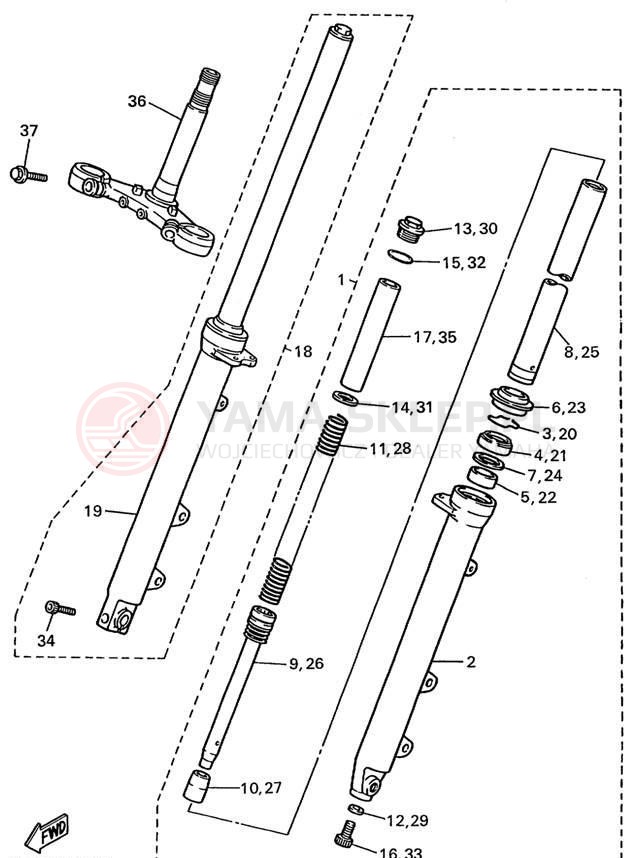 Schemat "Amortyzatory przód" do Yamaha FZR600RLC/FZR600RL