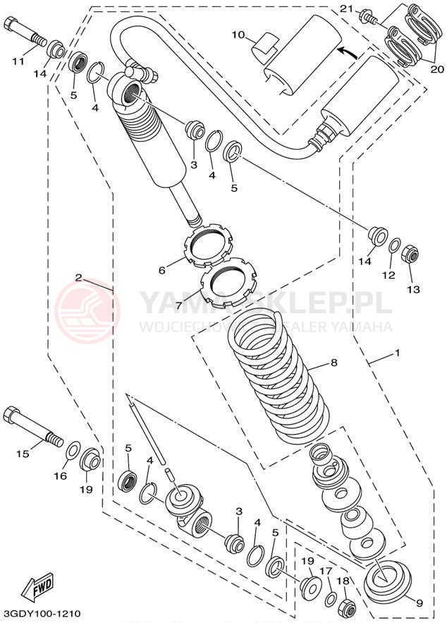 Schemat "zawieszenie tył" do Yamaha WARRIOR YFM350XP/YFM350XPC