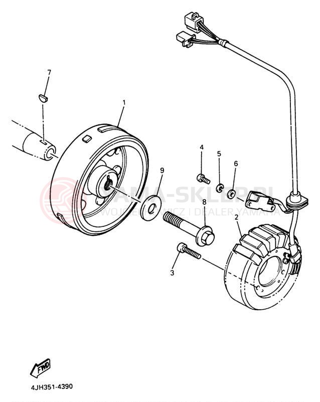 Schemat "prądnica" do Yamaha YZF600RJC/YZF600RJ