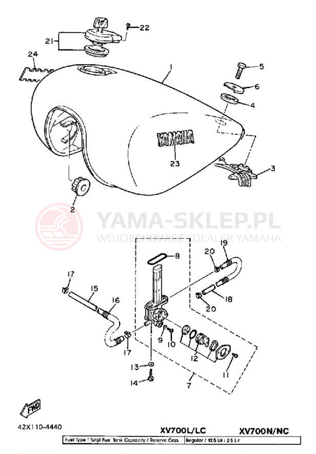 Schemat "zbiornik paliwa" do Yamaha VIRAGO 700 XV700L/XV700LC