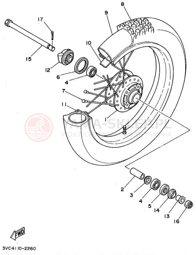 Schemat "Koło przód" do Yamaha RT180D