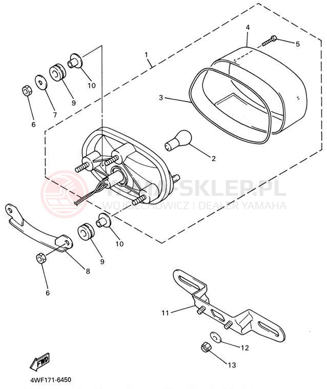 Schemat "lampa tył" do Yamaha YZF600R YZF600RRC/YZF600RR