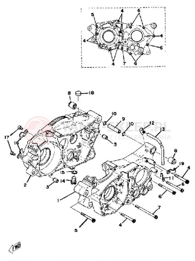 Schemat "Obudowa silnika" do Yamaha YZ250D