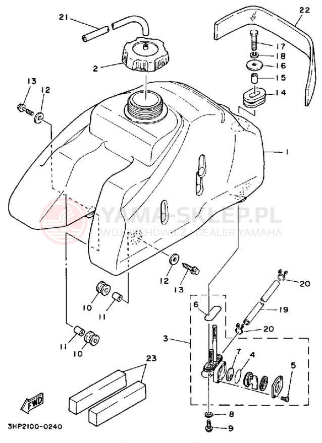 Schemat "zbiornik paliwa" do Yamaha MOTO-4 YFM350ERA