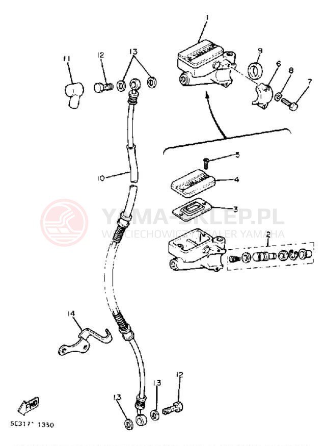 Schemat "Pompa hamulcowa przednia" do Yamaha VIRAGO 750 XV750J