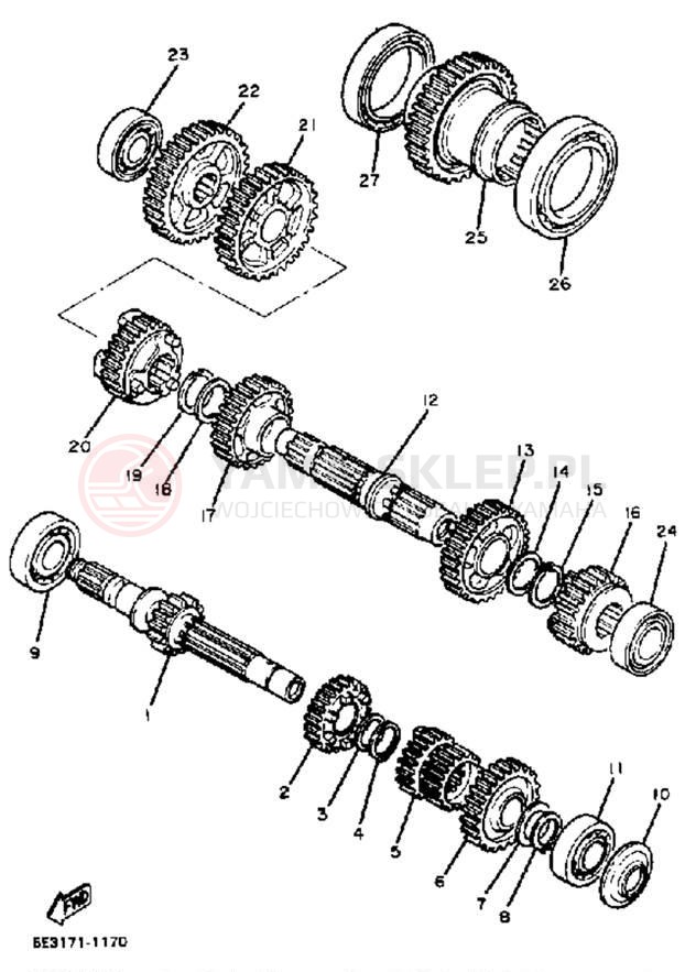Schemat "Skrzynia biegów " do Yamaha XV920MK