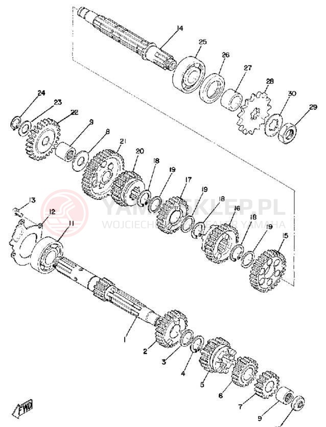 Schemat "Skrzynia biegów " do Yamaha CS5