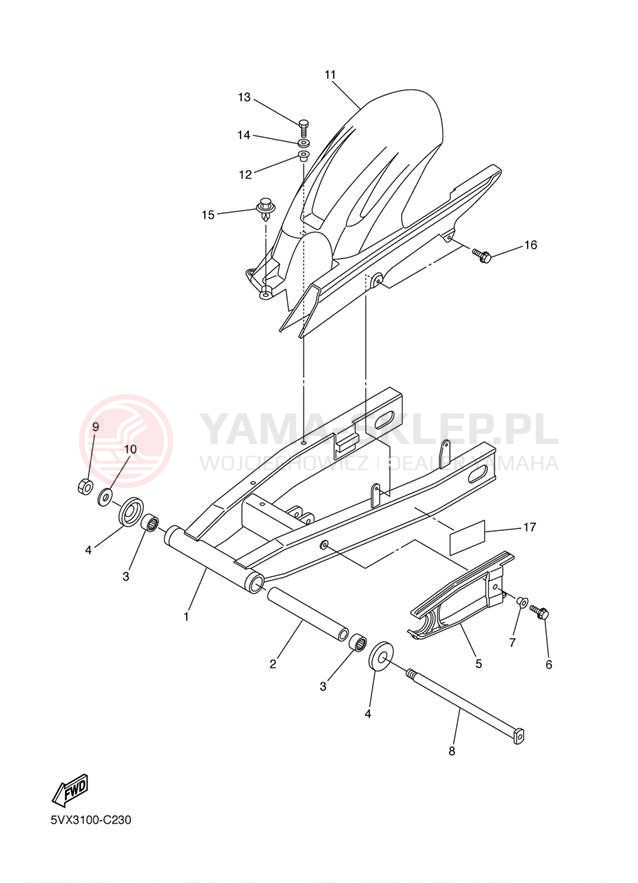 Schemat "wahacz" do Yamaha FZ6 FZS6TC/FZS6T