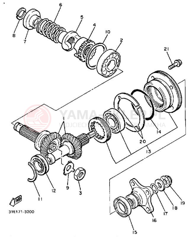 Schemat "Przeniesienie napędu" do Yamaha MAXIM X XJ700XS/XJ700XSC