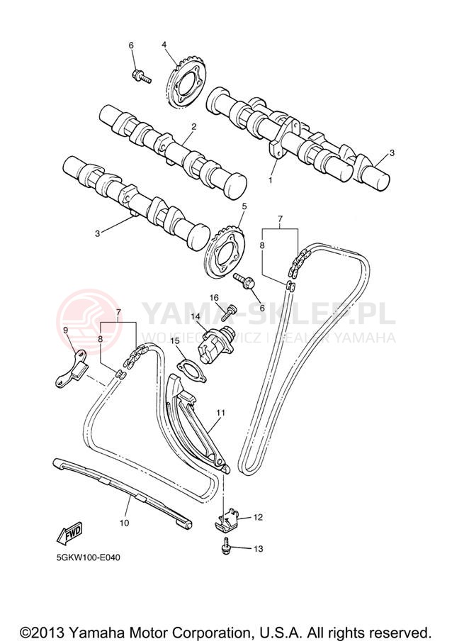 Schemat "Rozrząd - łańcuszek" do Yamaha V-MAX VMX12VC/VMX12V