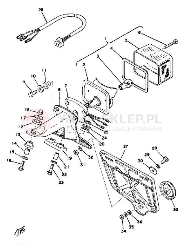 Schemat "Oświetlenie tył" do Yamaha DT175E