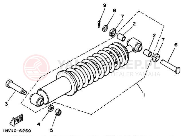 Schemat "zawieszenie tył" do Yamaha YFM200DXS