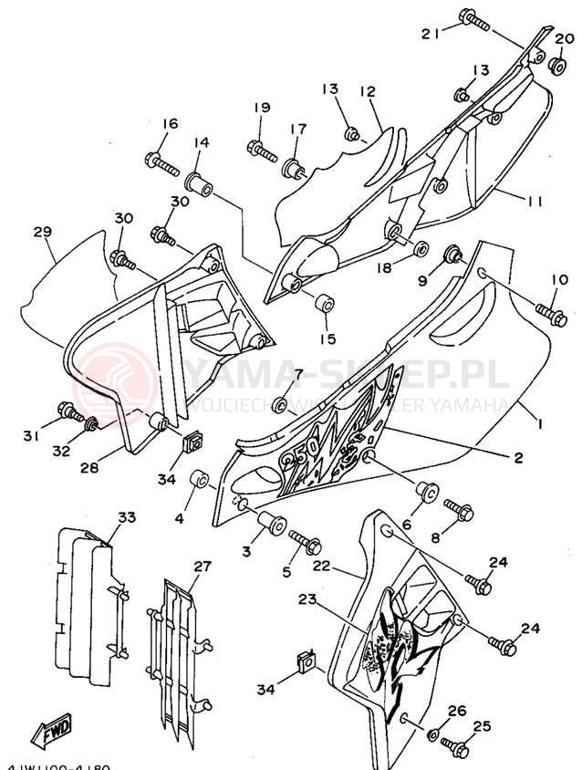 Schemat "Pokrywa boczna" do Yamaha WR250ZF