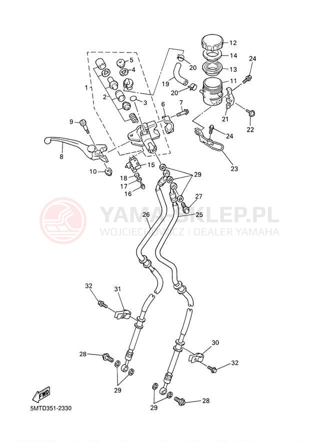 Schemat "Pompa hamulcowa przednia" do Yamaha YZFR6 YZFR6P/YZFR6PC