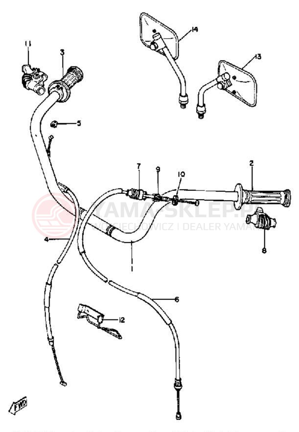 Schemat "Kierownica i osprzęt" do Yamaha XS1100SG