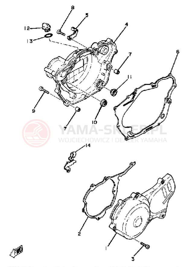 Schemat "Pokrywa silnika" do Yamaha TT250G
