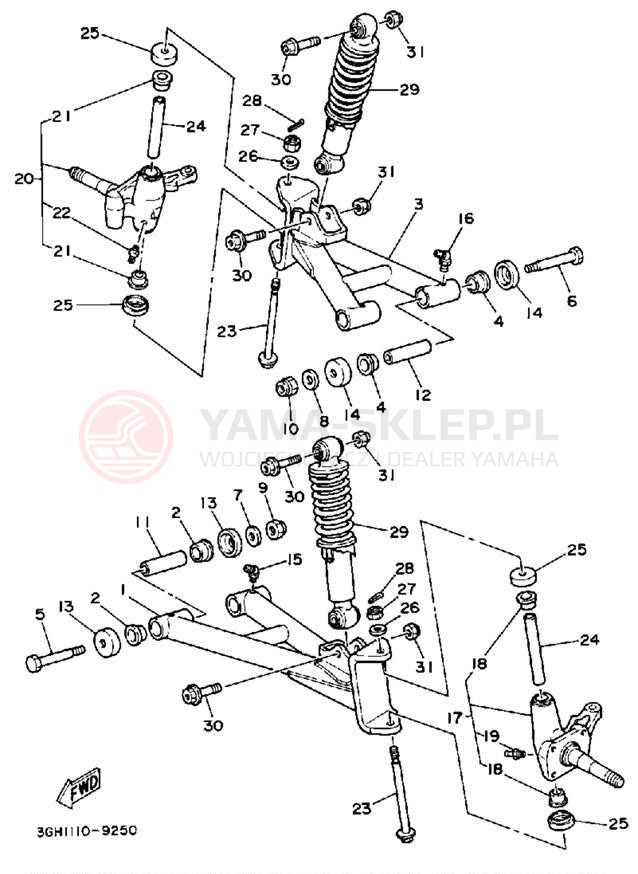 Schemat "Koło przód" do Yamaha MOTO-4 YFM250W