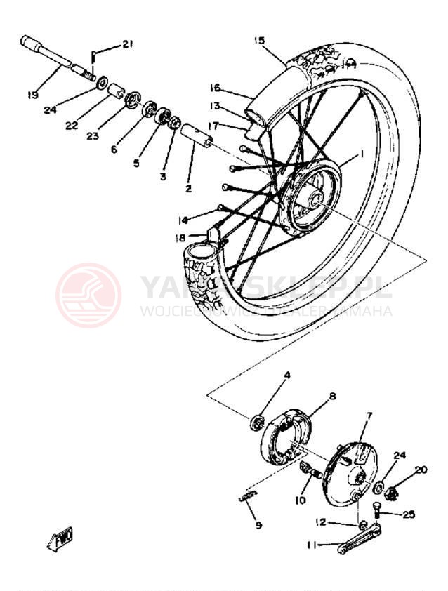 Schemat "Koło przód" do Yamaha TT250G
