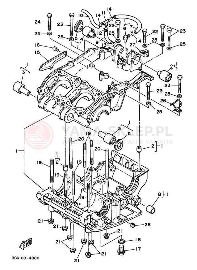 Schemat "Obudowa silnika" do Yamaha BANSHEE YFZ350K